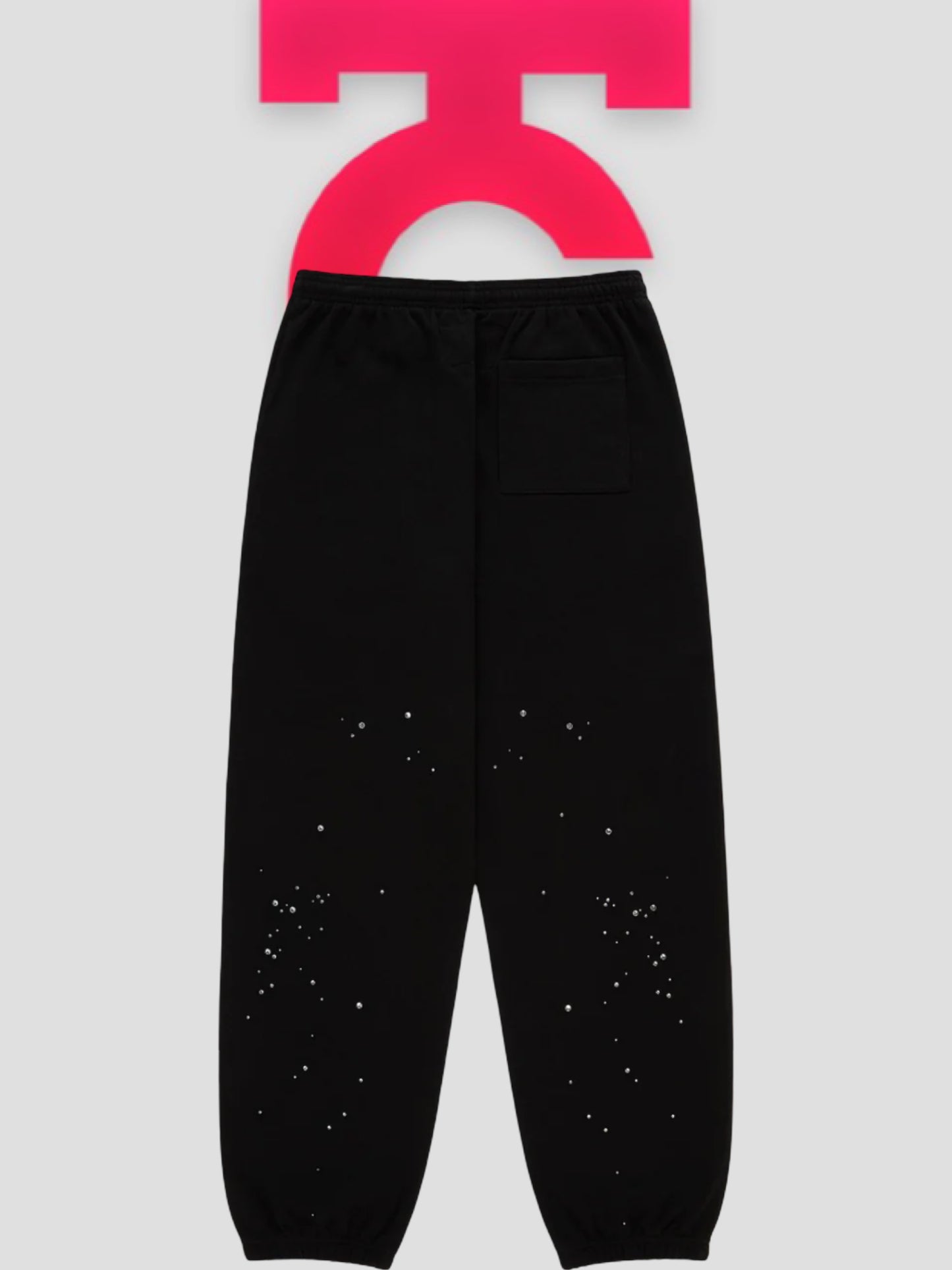 Sp5der Rhinestone Silk Sweatpants Black