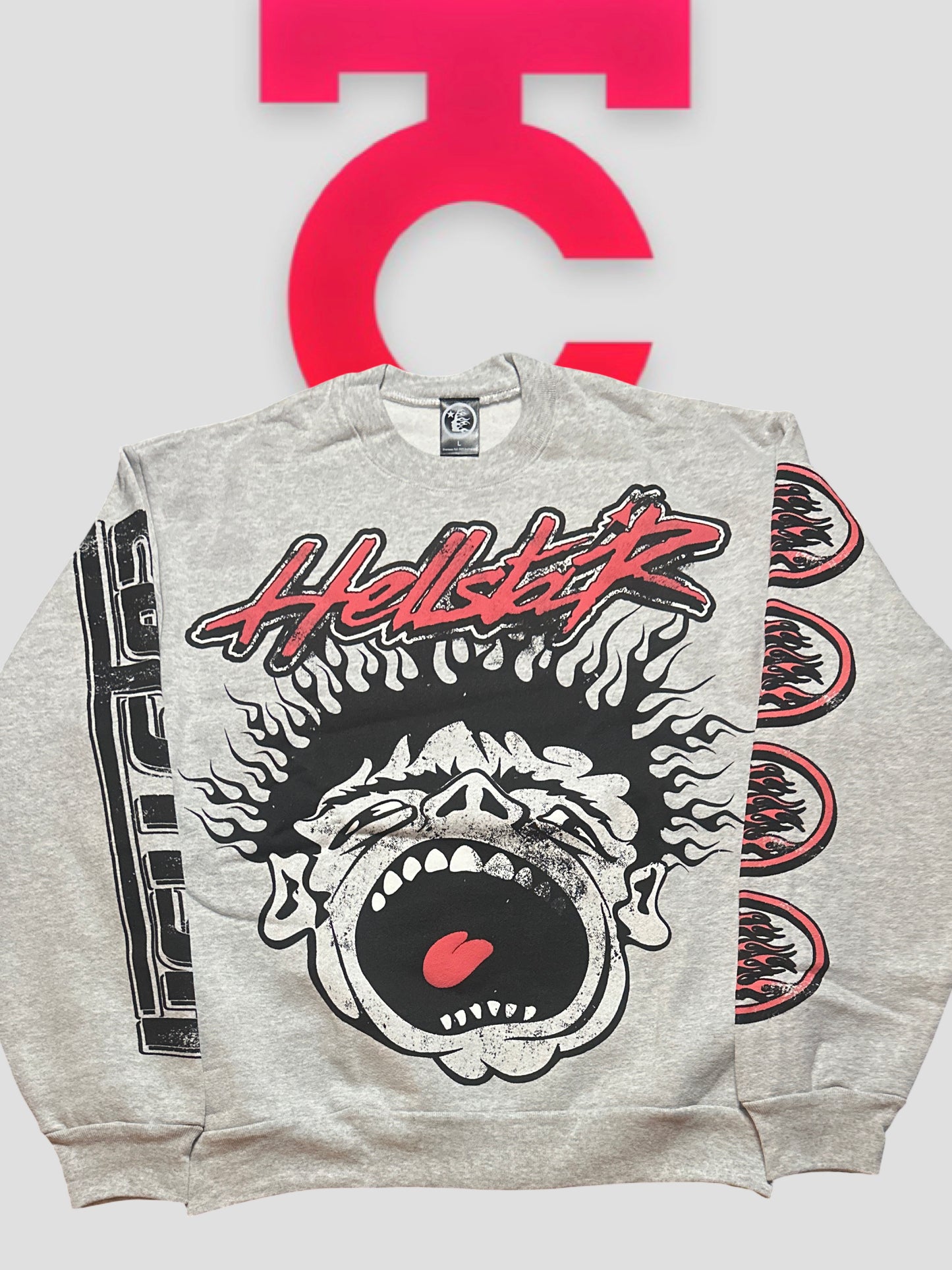 Hellstar Overseas Exclusive Records Crewneck Heather Grey