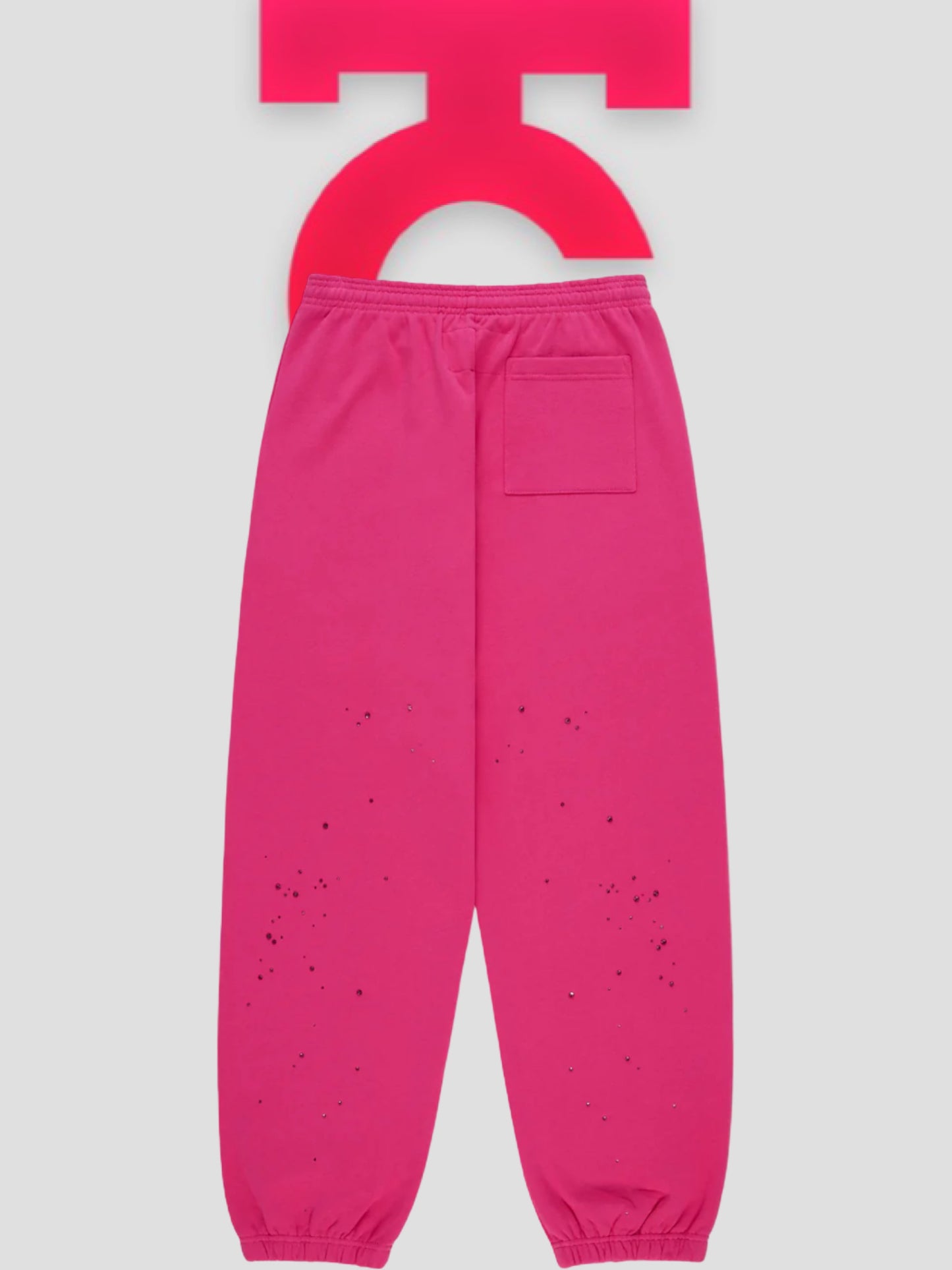 Sp5der Rhinestone Silk Sweatpants Pink
