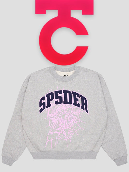 Sp5der Varsity Web Crewneck Heather Grey