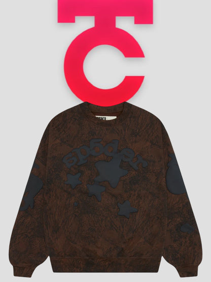 Sp5der Real Tree Camo Beluga Crewneck Brown