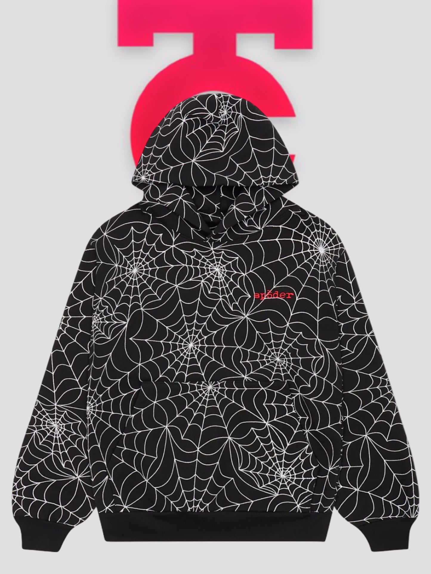 Sp5der Embroidered AOP Hoodie Black