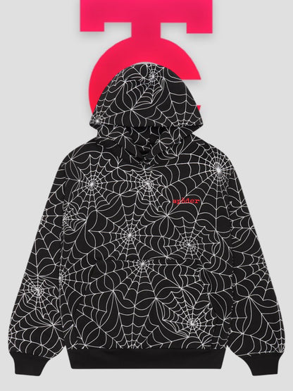 Sp5der Embroidered AOP Hoodie Black