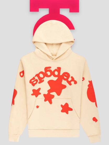 Sp5der Beluga Hoodie Biege / Red