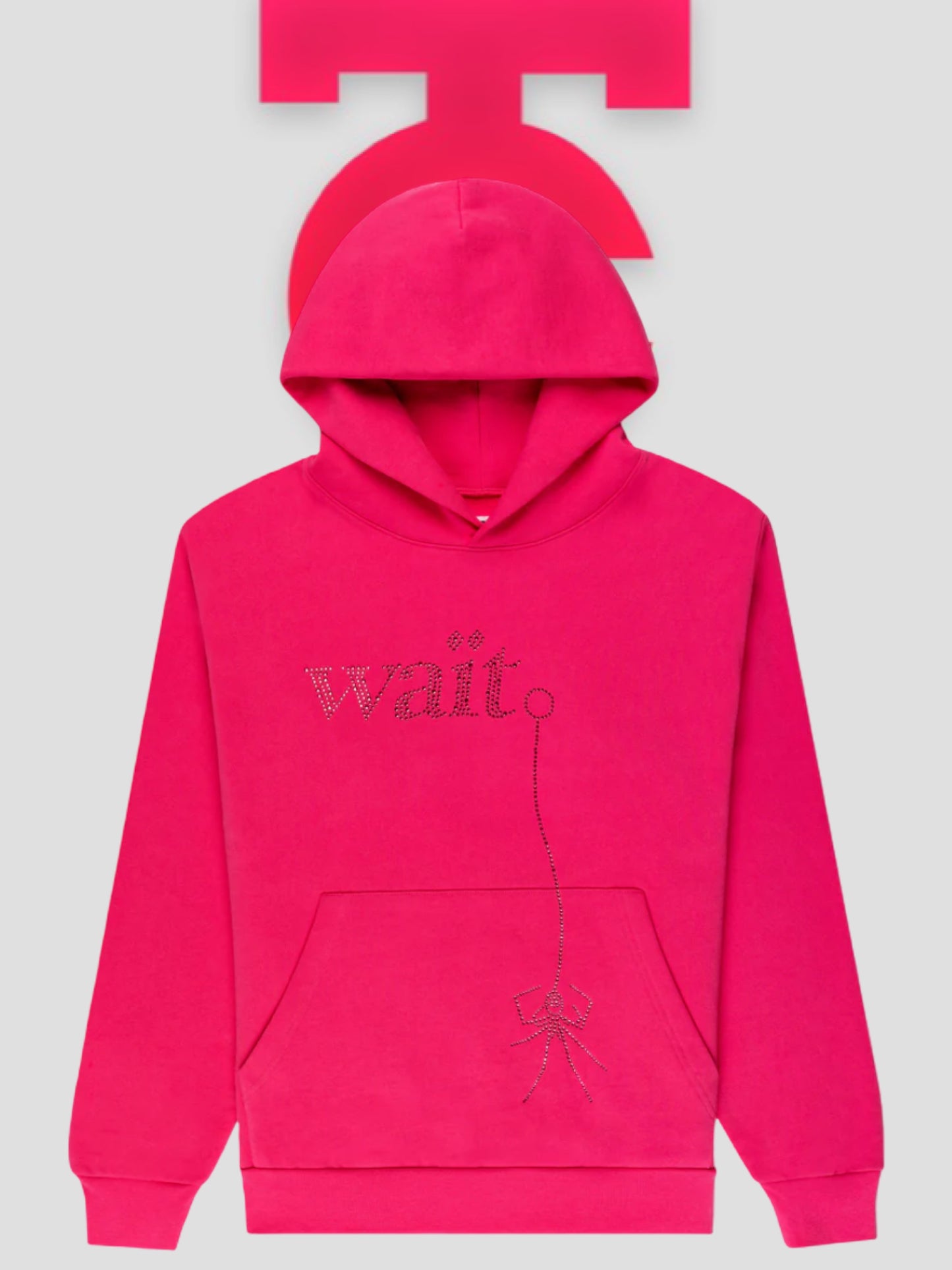 Sp5der Wait Rhinestone Hoodie Pink