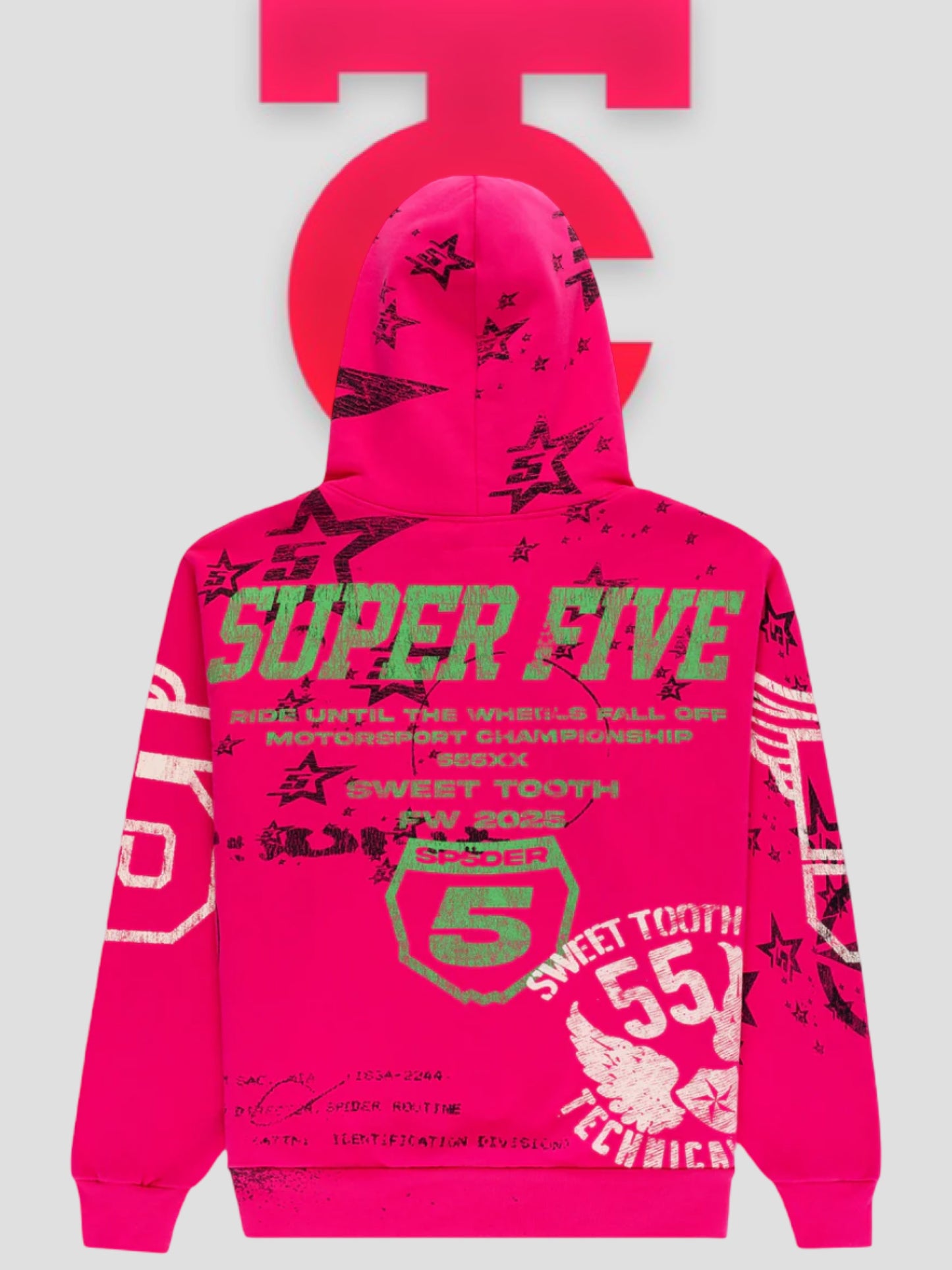 Sp5der Stencil Hoodie Pink