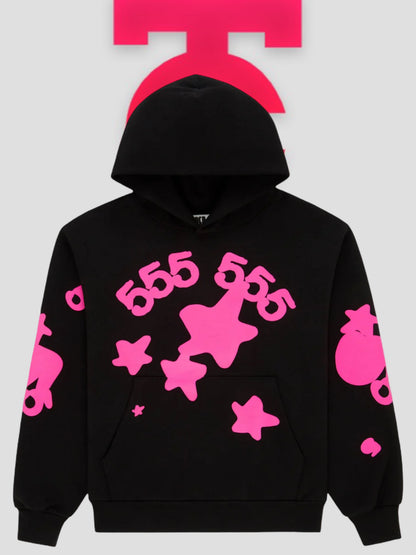 Sp5der Beluga Angel Number Hoodie Black
