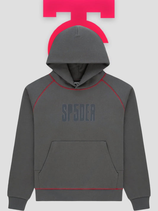 Sp5der Archive Contrast Hoodie Grey