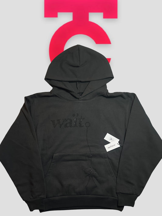 Sp5der WAIT Rhinestone Hoodie Black