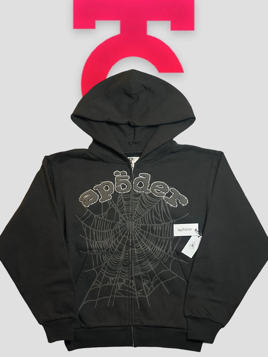 Sp5der Phantom Rhinestone Zip Up Black NY Pop Up Exclusive