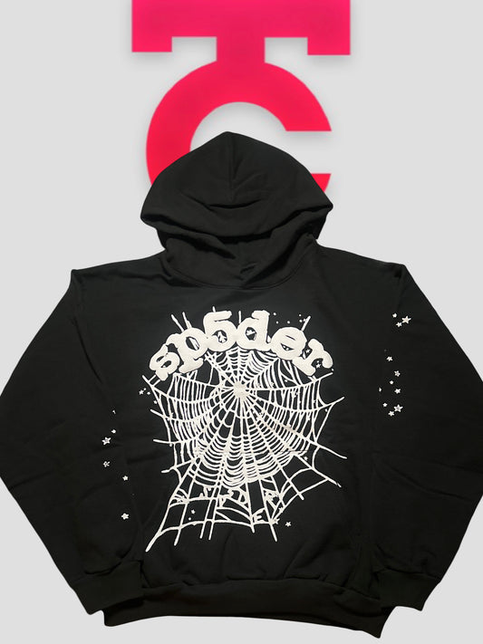 Sp5der OG Web Hoodie Black & White