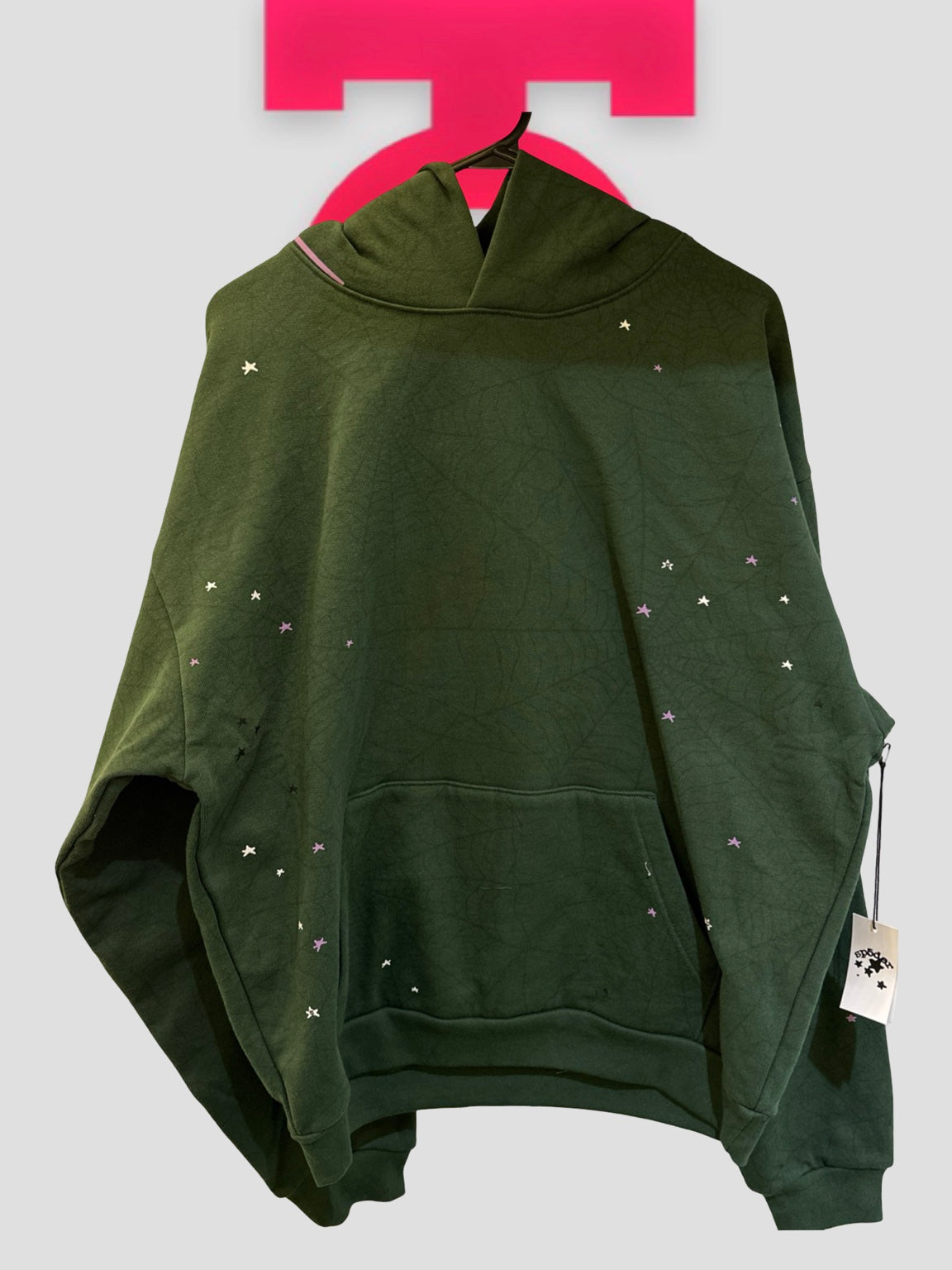 Sp5der Heavy Web Forest Grey Hoodie front
