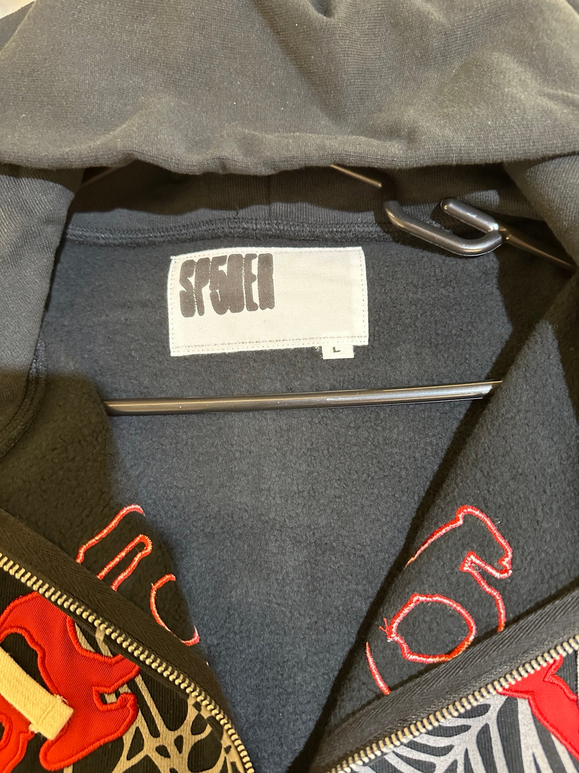 Sp5der Onyx Zip Up Black Red neck tag size Large