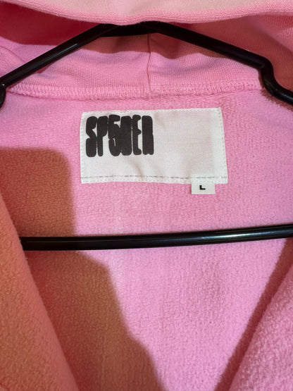 Sp5der Pink OG Web Rhinestone Zip Up neck tag size Large
