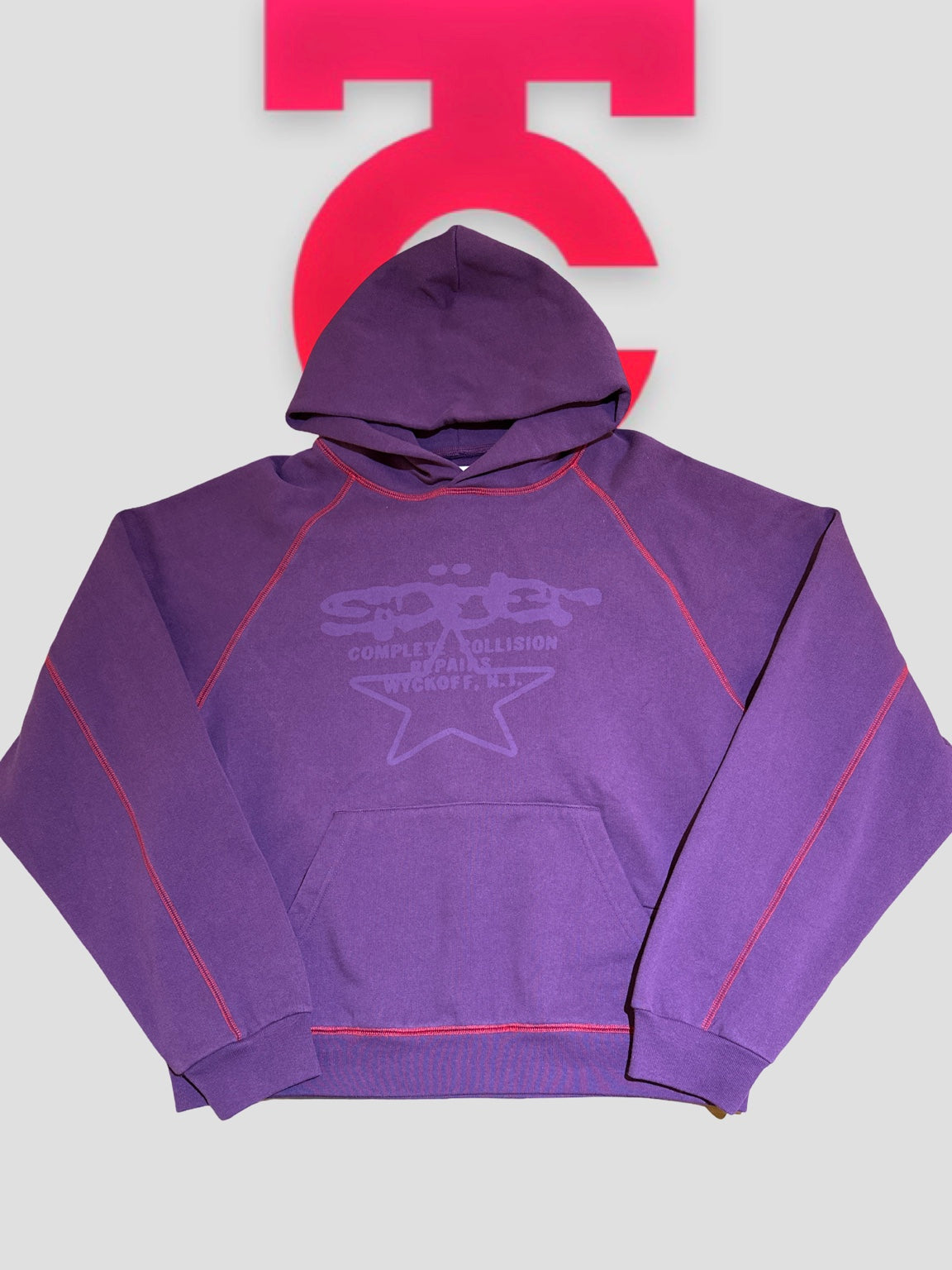 Sp5der Splat Collision Hoodie Purple front