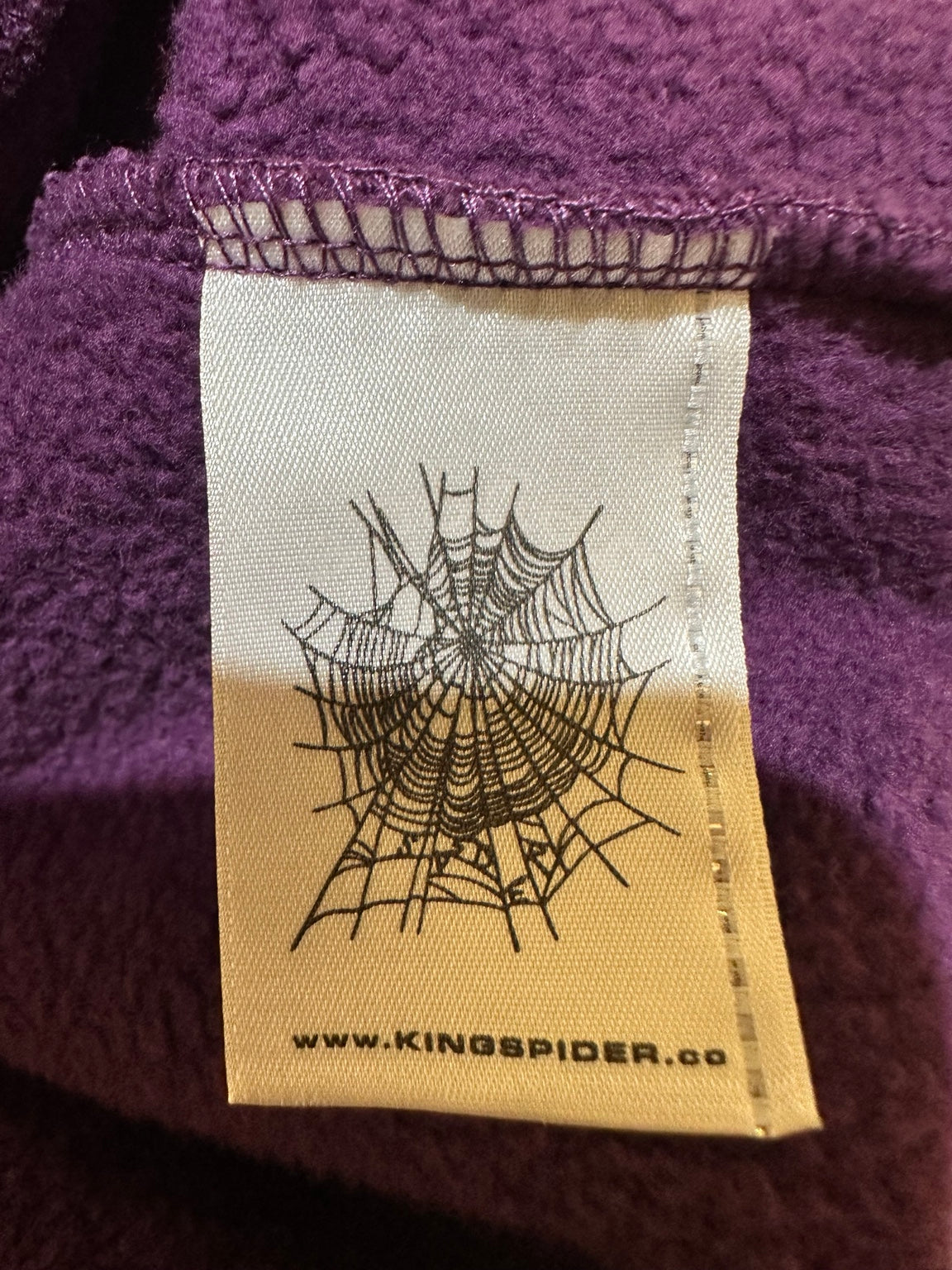Sp5der Splat Collision Hoodie Purple Kingspider tag