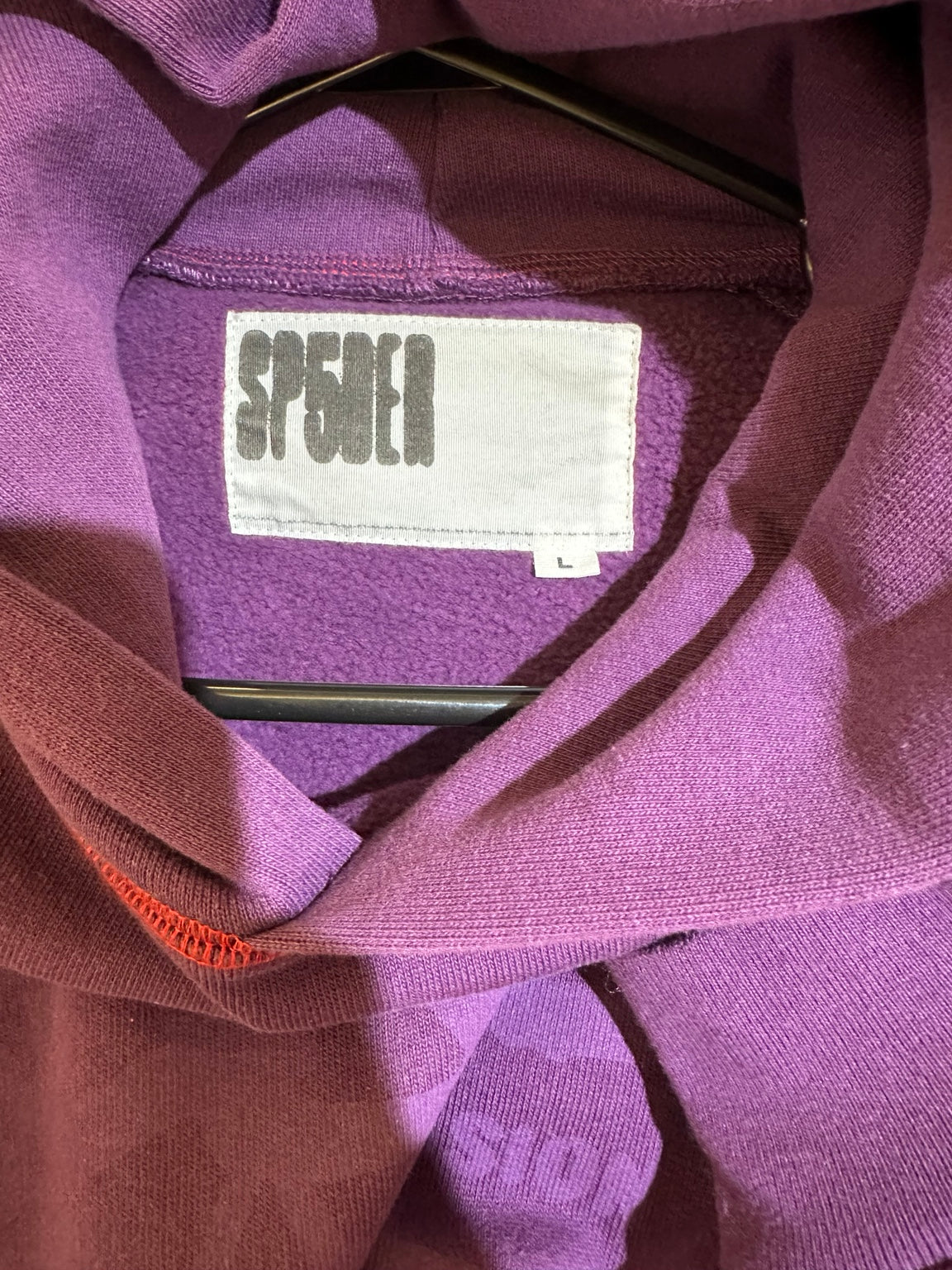 Sp5der Splat Collision Hoodie Purple size L tag